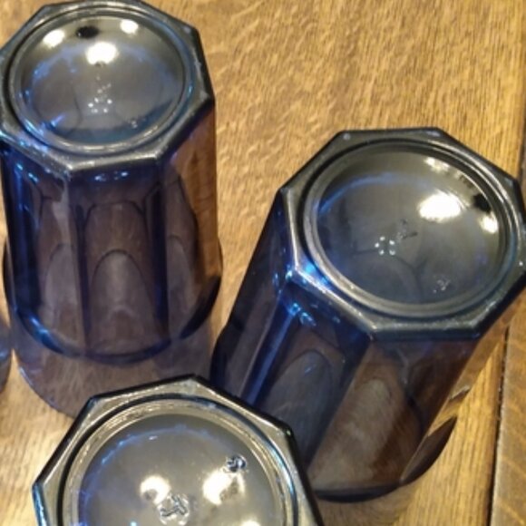 Libbey Gibraltar Dusky Blue Heavy Pressed 16 Ounce Drinking Glasses (3) - Picture 2 of 6